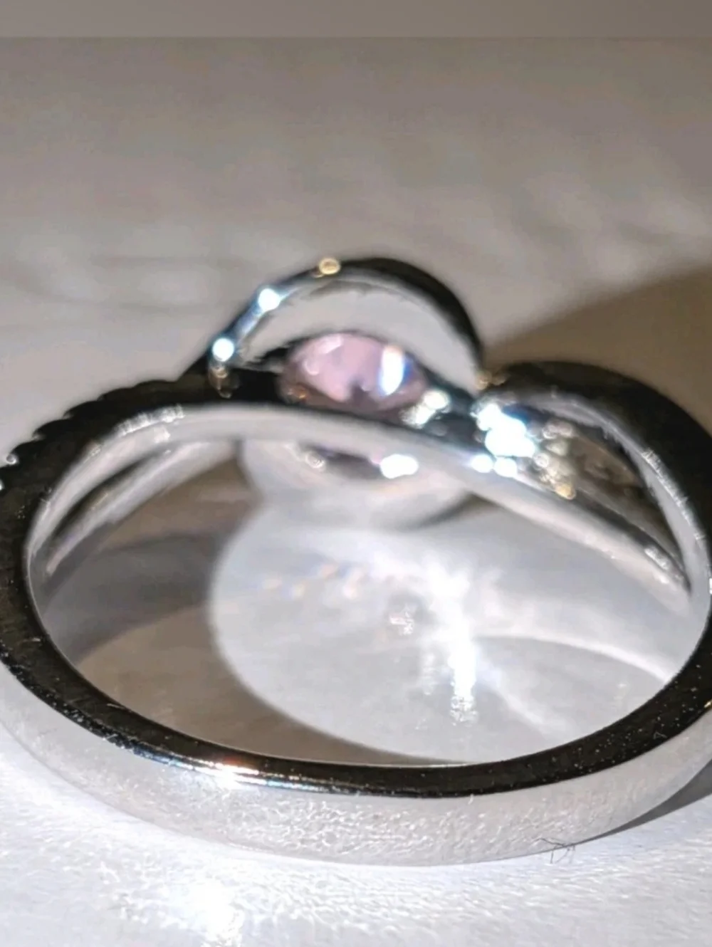2Ct Round Cut Lab Created Pink Sapphire Minimalist Ring 14K White Gold Plated